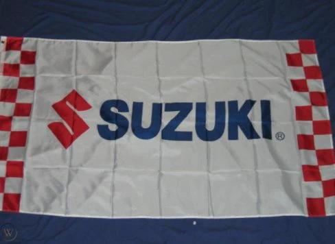 Suzuki Racing Flag White Red 3X5 Ft Polyester Banner USA 90x150cm by flagsjustdoit