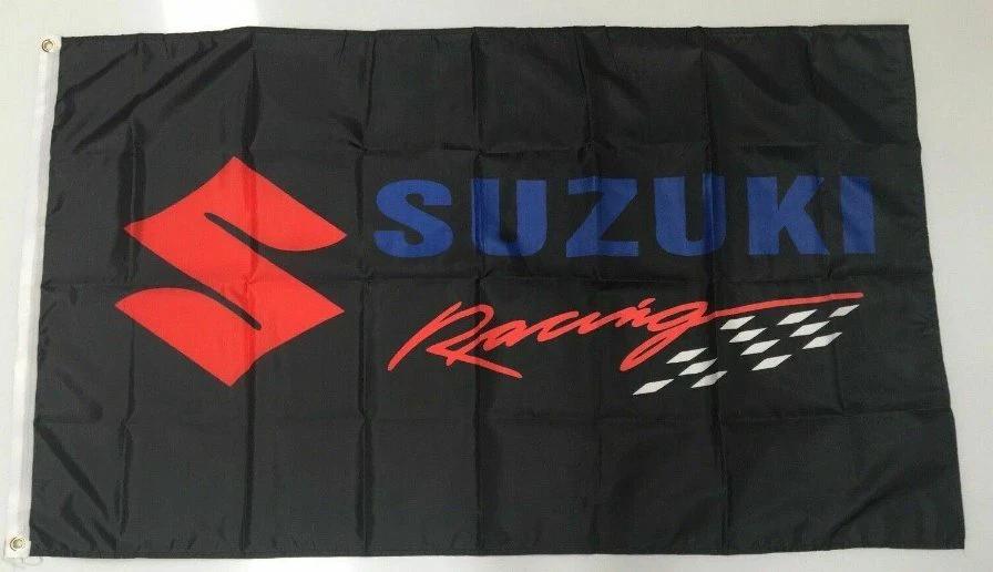 Suzuki Racing Style 4 Banner Flag Car Motorbike Mechanic Workshop Man Cave Bike 3x5ft by flagsjustdoit