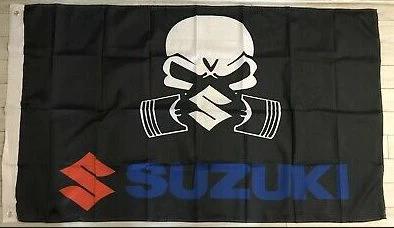 Suzuki Racing Team Flag Black 3X5 Ft Polyester Banner USA 90x150cm by flagsjustdoit