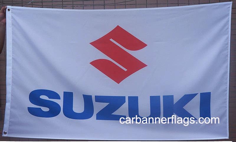 Suzuki Flag-3x5ft Banner-100% polyester-White by flagsshop