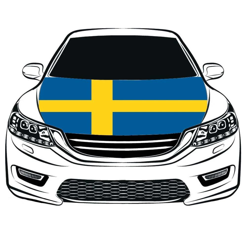Swedish flag，Sweden Car Hood Cover Flag ,Engine Flag of Sweden,3.3X5ft,/6X7FT 100% Polyester Elastic Fabrics Can be Washed Suitable for large SUV and Pickup Trucks by flagsshop