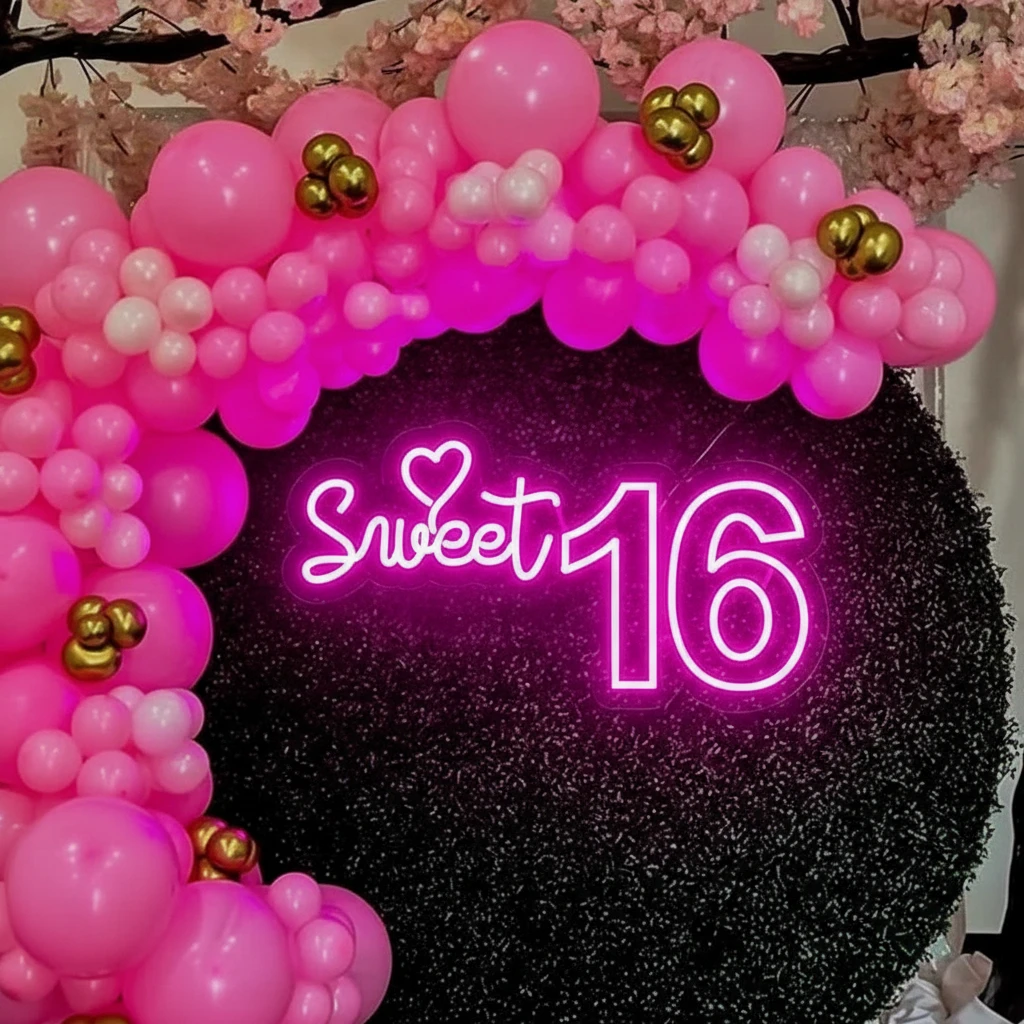 Sweet 16 Happy Birthday Neon Sign by Neonchics