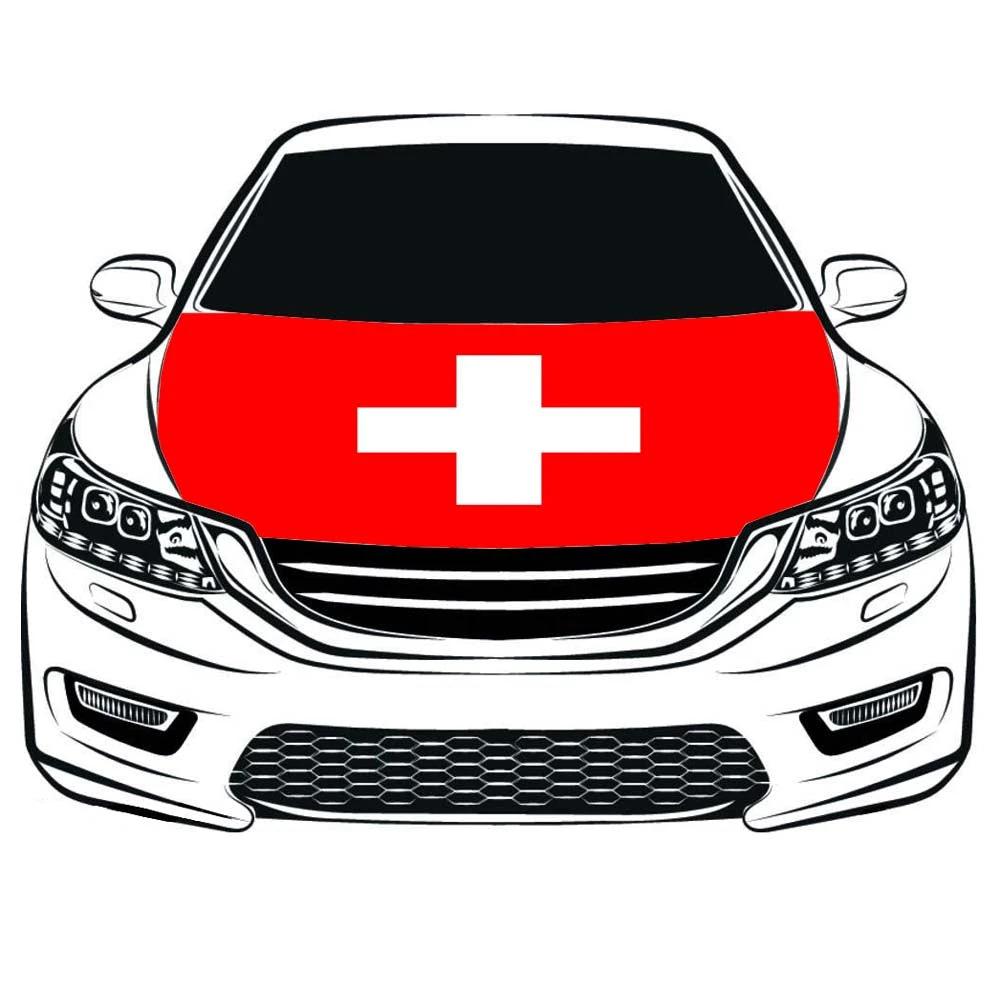 Swiss Flag, Schweizerfahne Car Hood Cover Flag of Switzerland ,Engine Flag,3.3X5ft,/6X7FT 100% Polyester Elastic Fabrics Can be Washed Suitable for large SUV and Pickup Trucks by flagsshop