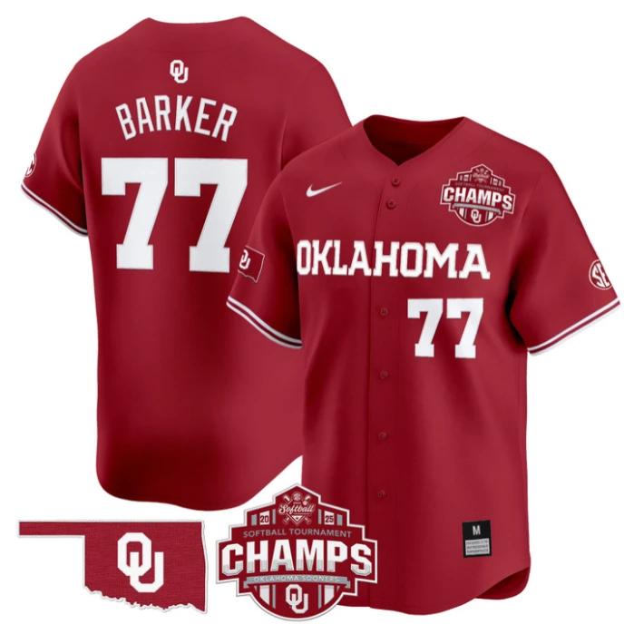 Sydney Barker Jersey #77 Oklahoma Sooners 2025 SEC Champions Patch Limited Stitched Crimson by My Store