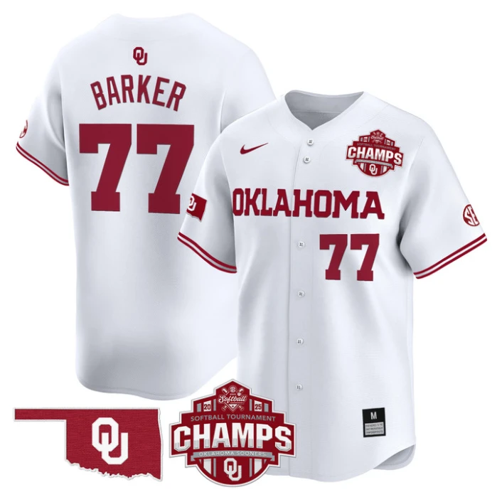 Sydney Barker Jersey #77 Oklahoma Sooners 2025 SEC Champions Patch Limited Stitched White by My Store