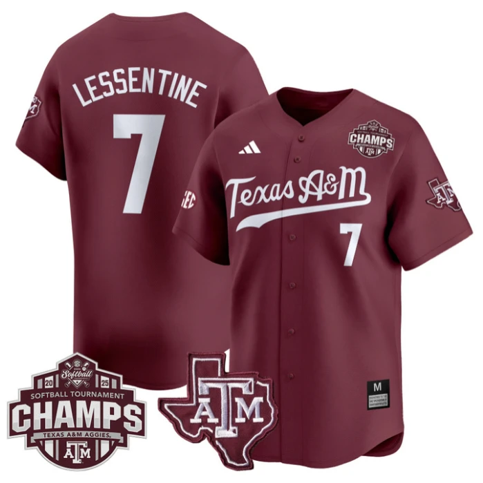 Sydney Lessentine Jersey #7 Texas A&M Aggies 2025 SEC Champions Patch Limited Stitched Maroon by My Store