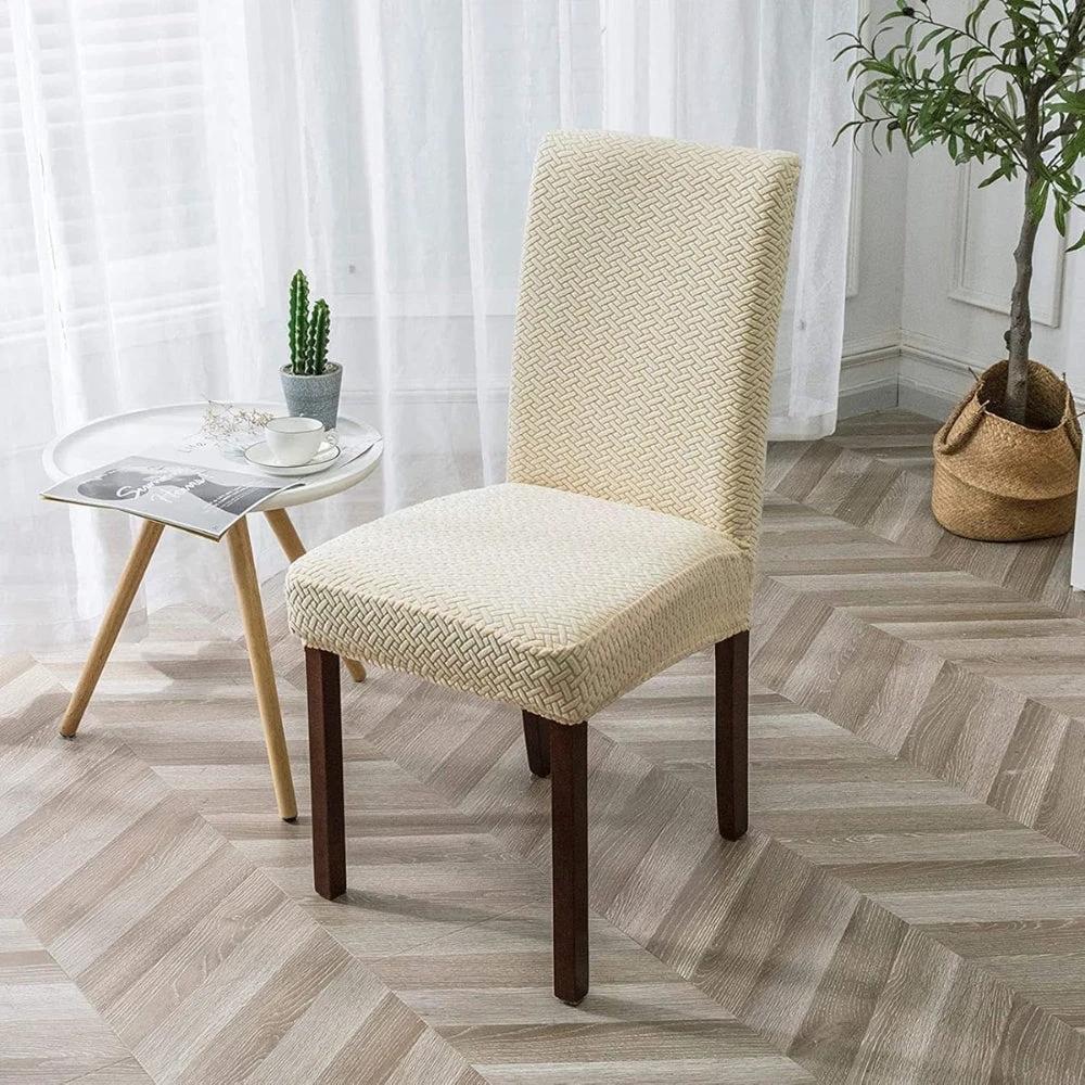 Sylva Jacquard Velvet Stretch Dining Chair Cover by Casa & Beyond