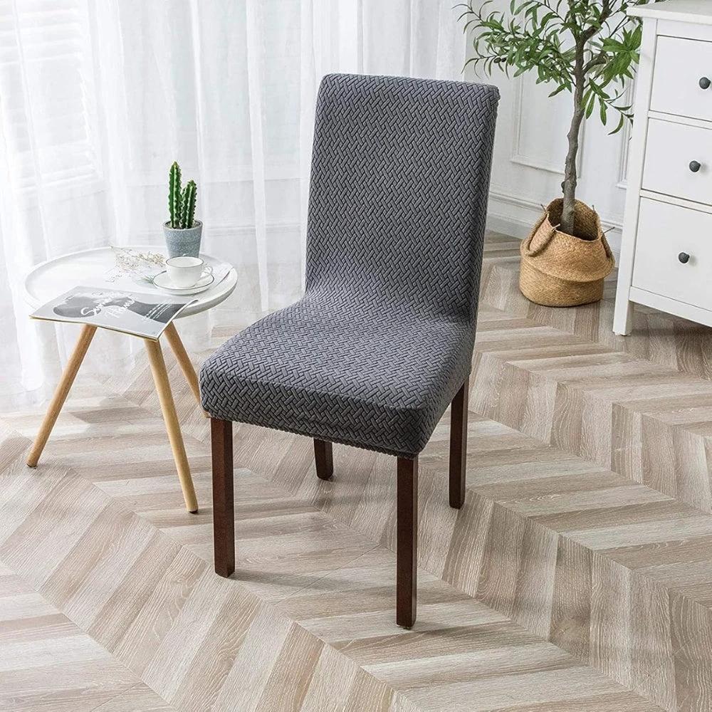 Sylva Jacquard Velvet Stretch Dining Chair Cover by Casa & Beyond