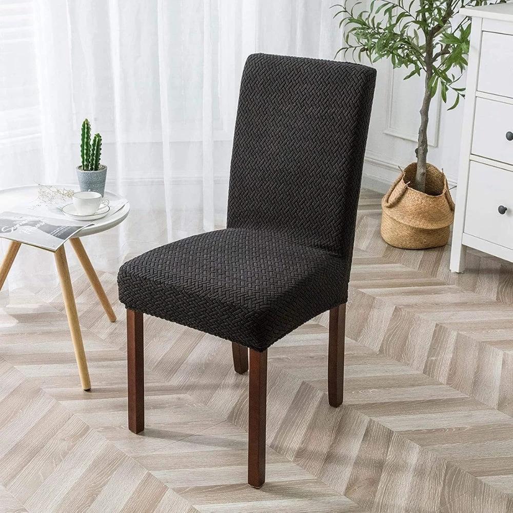 Sylva Jacquard Velvet Stretch Dining Chair Cover by Casa & Beyond