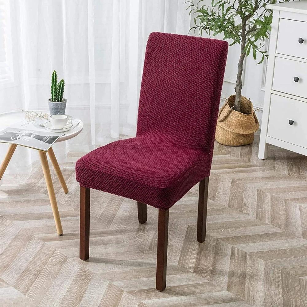 Sylva Jacquard Velvet Stretch Dining Chair Cover by Casa & Beyond