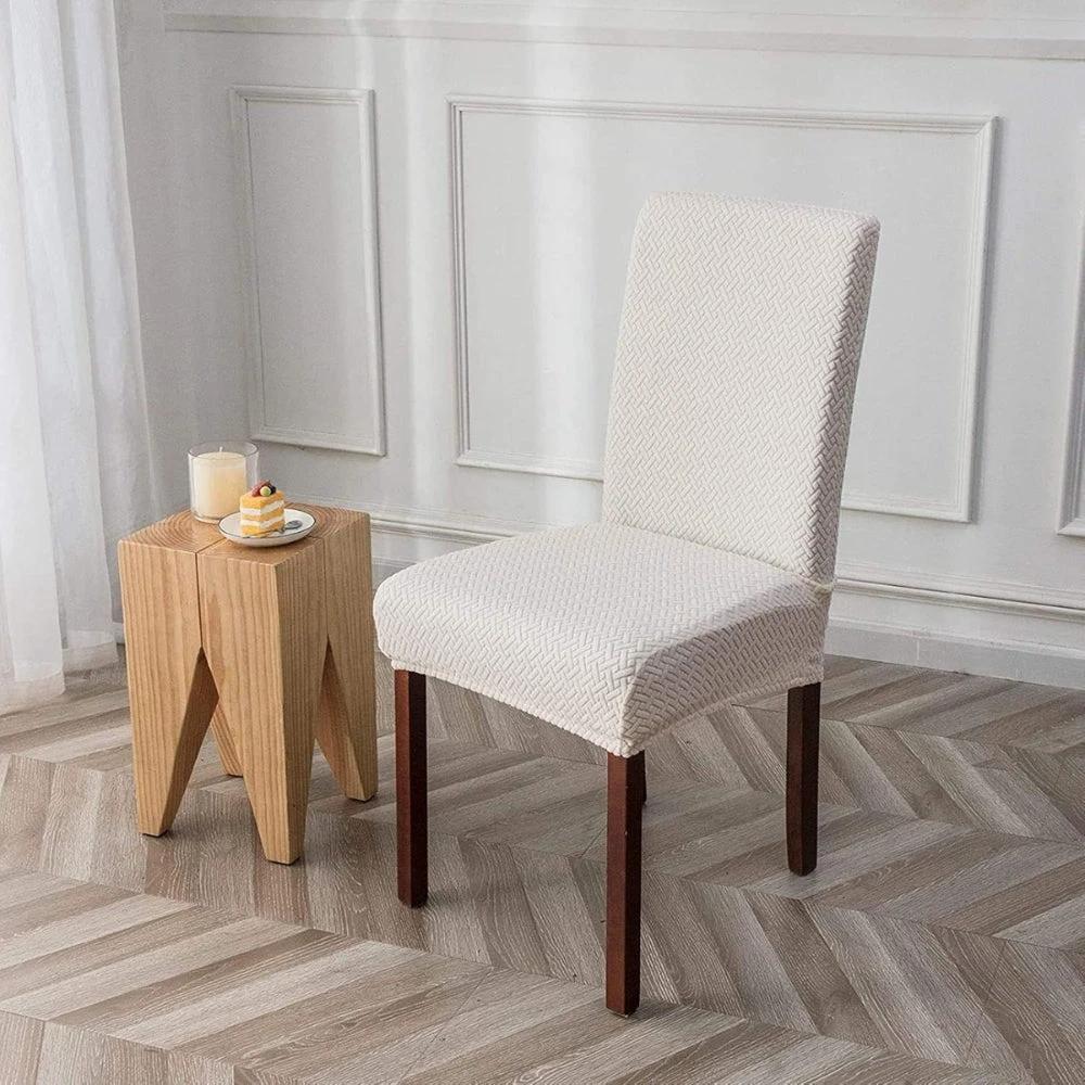 Sylva Jacquard Velvet Stretch Dining Chair Cover by Casa & Beyond