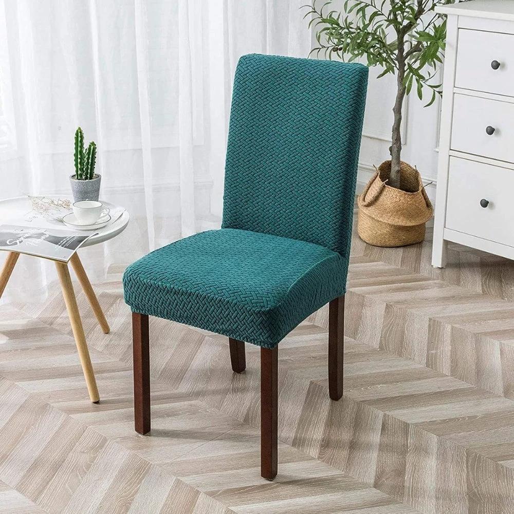 Sylva Jacquard Velvet Stretch Dining Chair Cover by Casa & Beyond