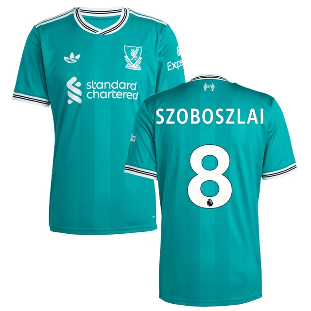 Szoboszlai 8 Liverpool 2025-26 Third Match Jersey – Aqua by Soccer Jersey