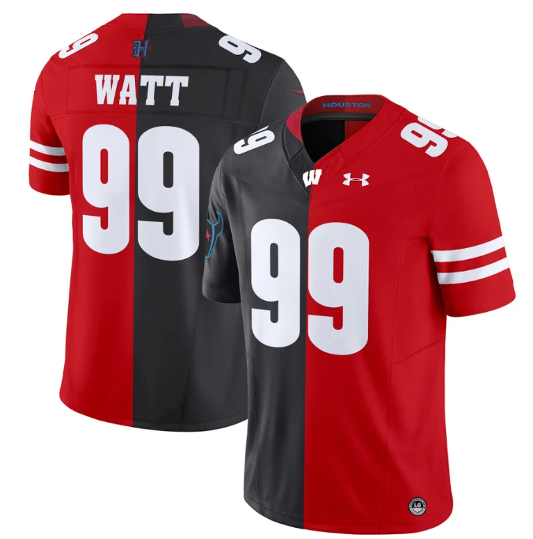 T.J. Watt Jersey Texans #99 Wisconsin Badgers Split Vapor Limited Football by My Store