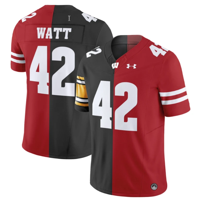 T.J. Watt Jersey #42 Wisconsin Badgers Split Vapor Limited Football Stitched by NCAA Football Jersey