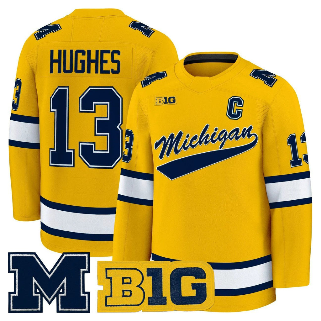 T.J. Hughes Jersey #13 Michigan Wolverines 2025-26 Premium All Stitched by Hockey David