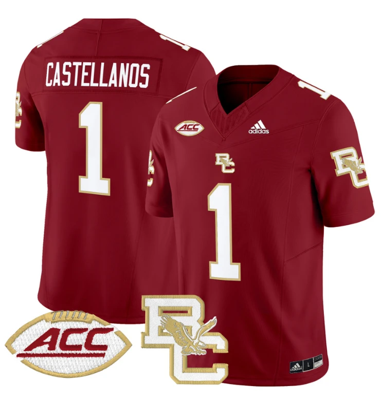 Thomas Castellanos Jersey #1 Boston College Eagles 2024 Stitched Maroon by My Store