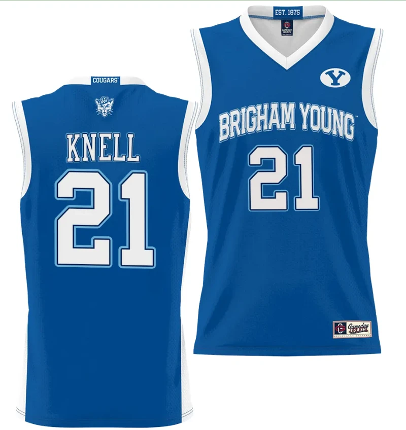 Trevin Knell Jersey #21 BYU Cougars NIL College Basketball Jersey Lightweight Royal by My store basketball