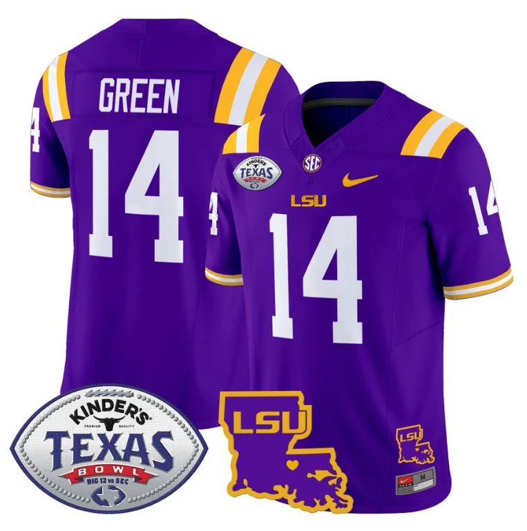 Trey'Dez Green Jersey #14 LSU Tigers 2024 Texas Bowl Football Purple by My Store