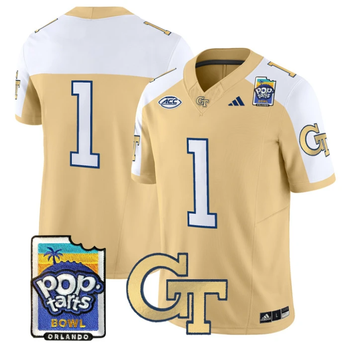 Team Jersey #1 Georgia Tech Jackets Pop-Tarts Bowl Patch Stitched by My Store NCAA Football Jerseys