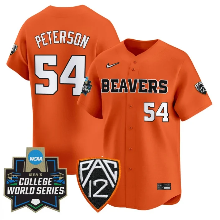 Tyce Peterson Jersey #54 Oregon State Beavers 2025 World Series Stitched Orange by My Store