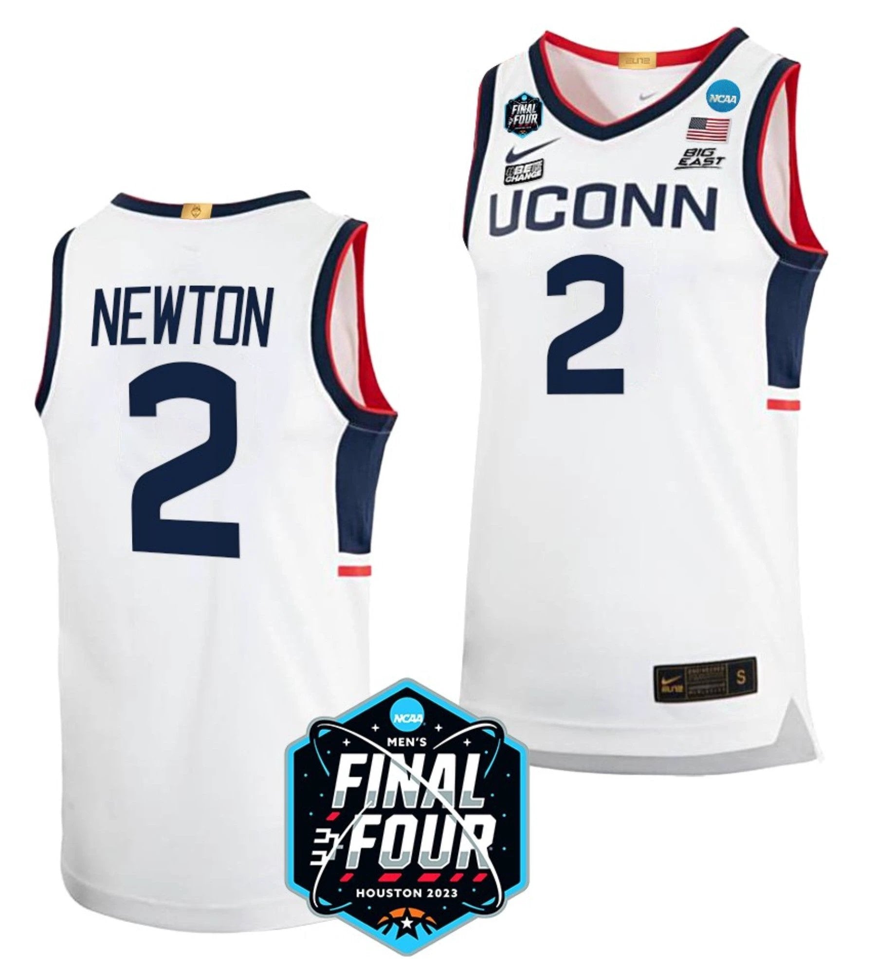 Tristen Newton Jersey UConn Huskies College Basketball 2023 NCAA Final Four White #2 by My store basketball
