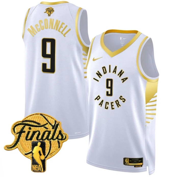 T.J. McConnell Jersey #9 Indiana Pacers 2025 Finals Swingman Stitched White Gold by My store basketball