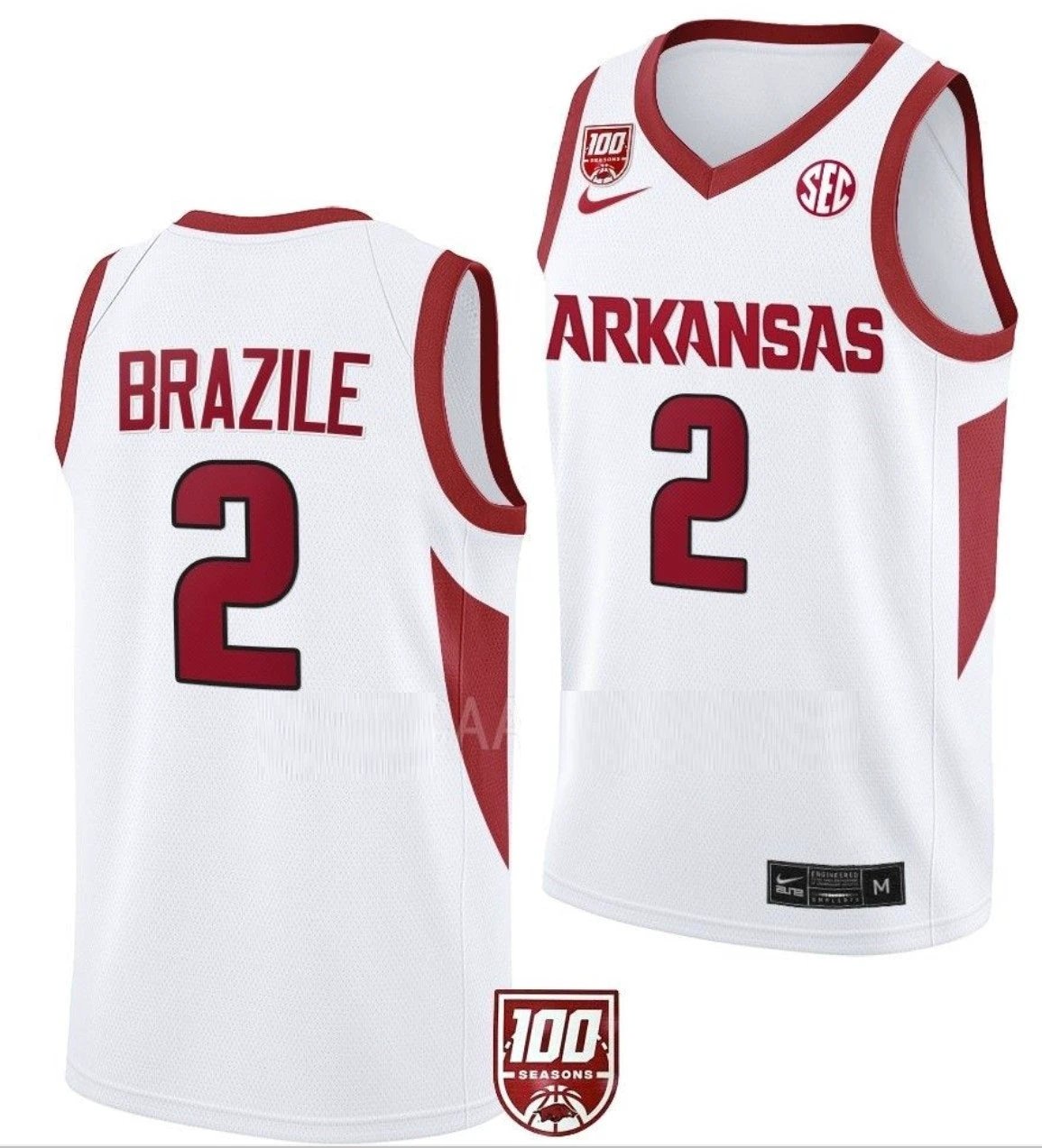 Trevon Brazile Jersey Arkansas Razorbacks College Basketball 100 Season #2 by My store basketball