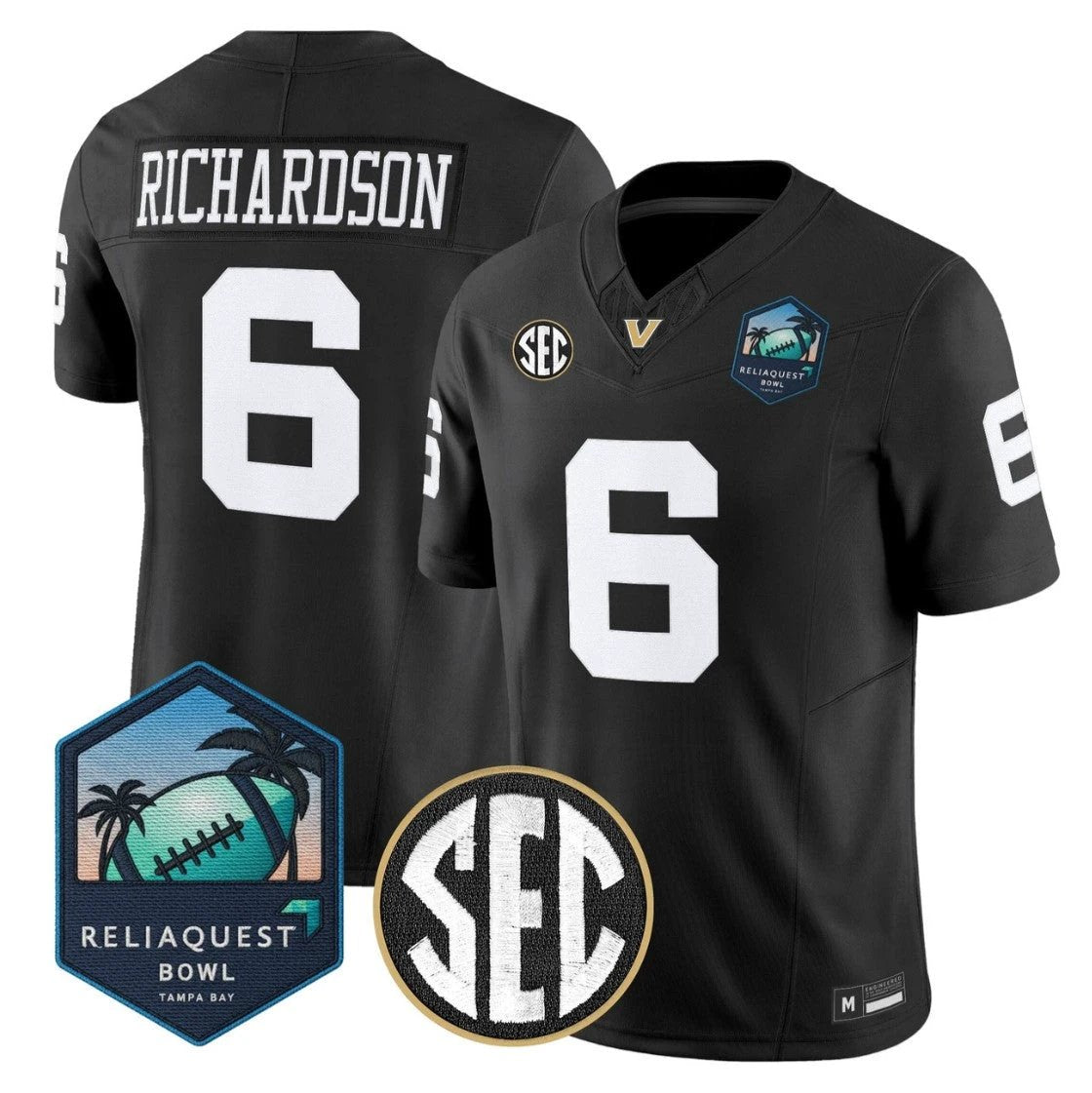 Tre Richardson Jersey #6 Vanderbilt Commodores 2025 ReliaQuest Bowl Stitched by My Store NCAA Football Jerseys