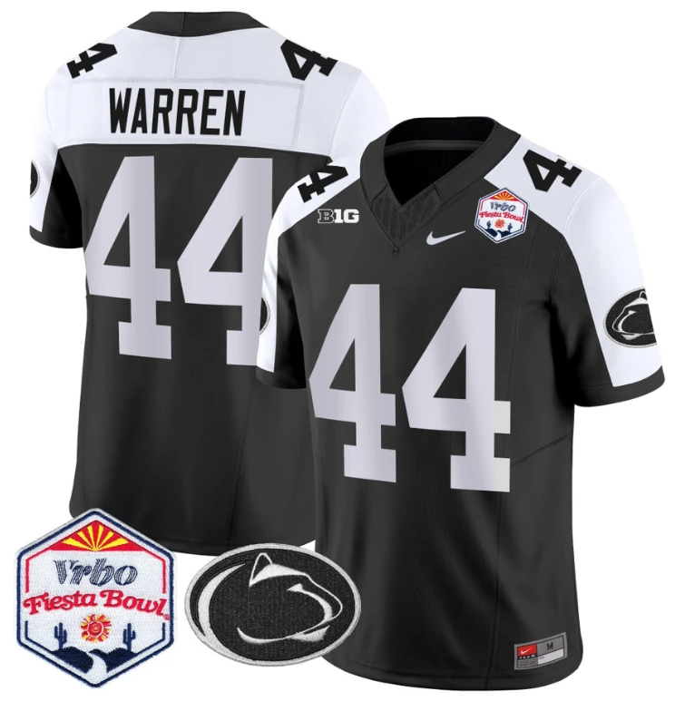 Tyler Warren Jersey #44 Penn State 2024 Fiesta Bowl Patch Black Alternate by NCAA Football Jersey