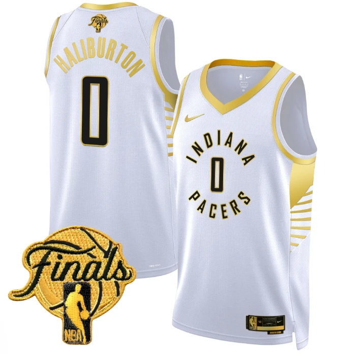 Tyrese Haliburton Jersey #0 Indiana Pacers 2025 Finals Swingman Stitched White Gold by My store basketball