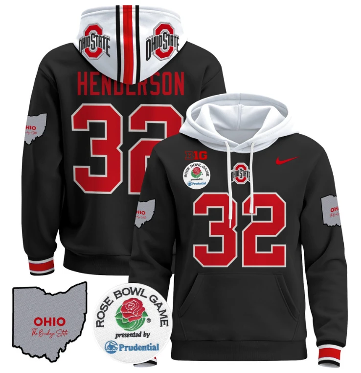 Treveyon Henderson Hoodie #32 Ohio State Buckeyes Rose Bowl Pullover by Hoodie Pullover