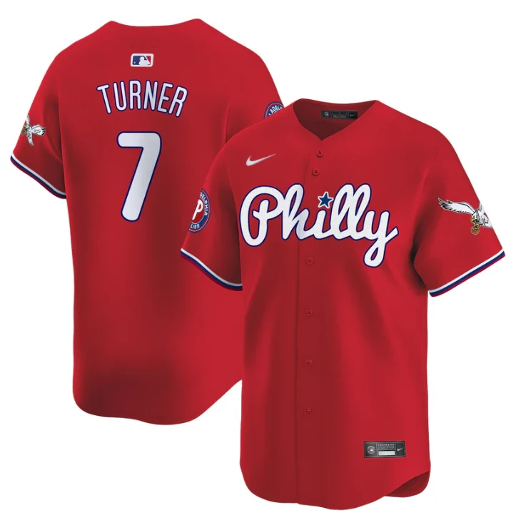 Trea Turner Jersey #7 Phillies and Eagles Vapor Premier Limited Stitched Red by My Store