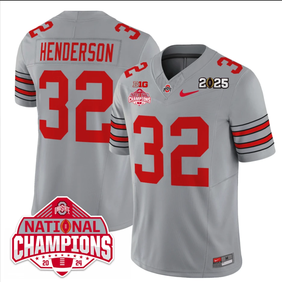 Treveyon Henderson Jersey #32 Ohio State 2025 CFP Patch National Champions by My Store NCAA Football Jerseys