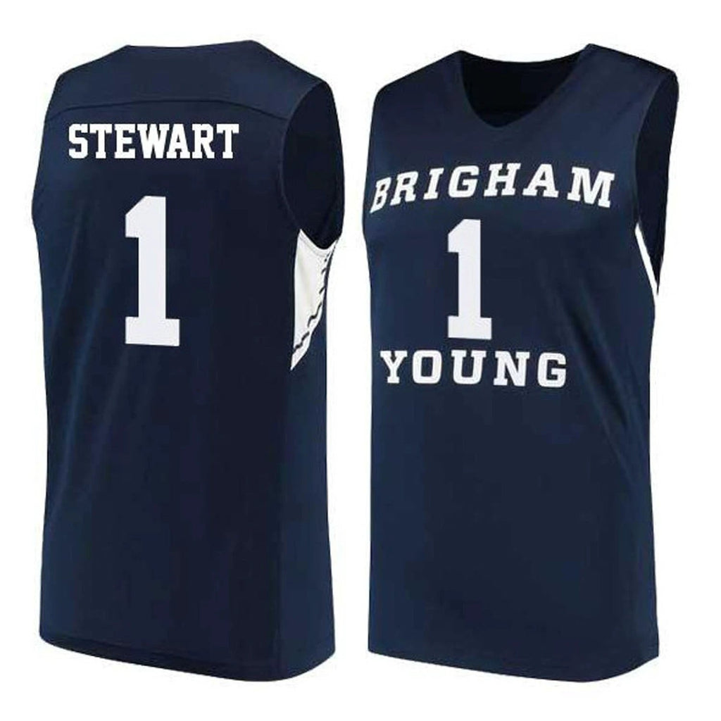 Trey Stewart Jersey BYU Cougars College Basketball #1 by My store basketball