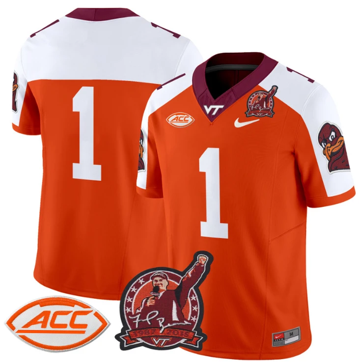 The Team Jersey #1 Virginia Tech Hokies Coach Frank Beamer Orange Alternate by NCAA Football Jersey