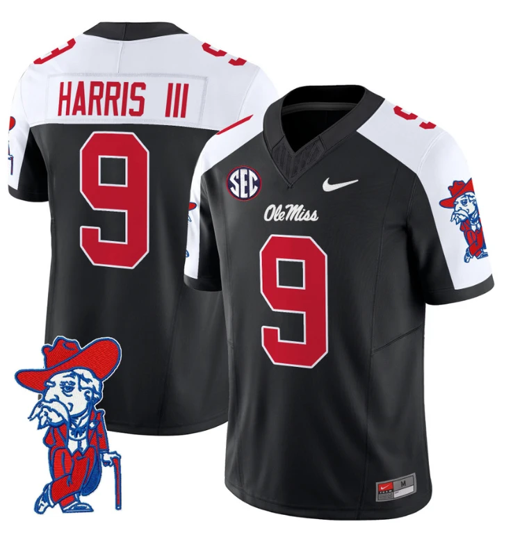 Tre Harris Jersey #9 Ole Miss Rebels Vapor Limited College Football Stitched Black Alternate by My Store