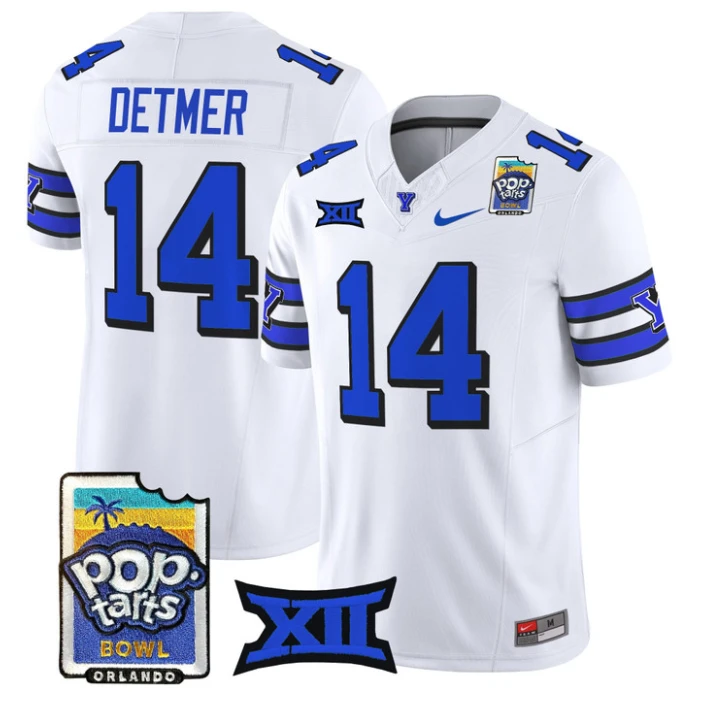 Ty Detmer Jersey #14 BYU Cougars 2025 Pop-Tarts Patch Vapor Stitched by My Store NCAA Football Jerseys