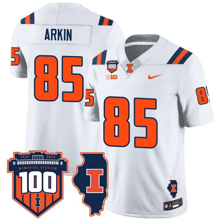 Tanner Arkin Jersey #85 Illinois Fighting Vapor Limited College Football Stitched White by My Store