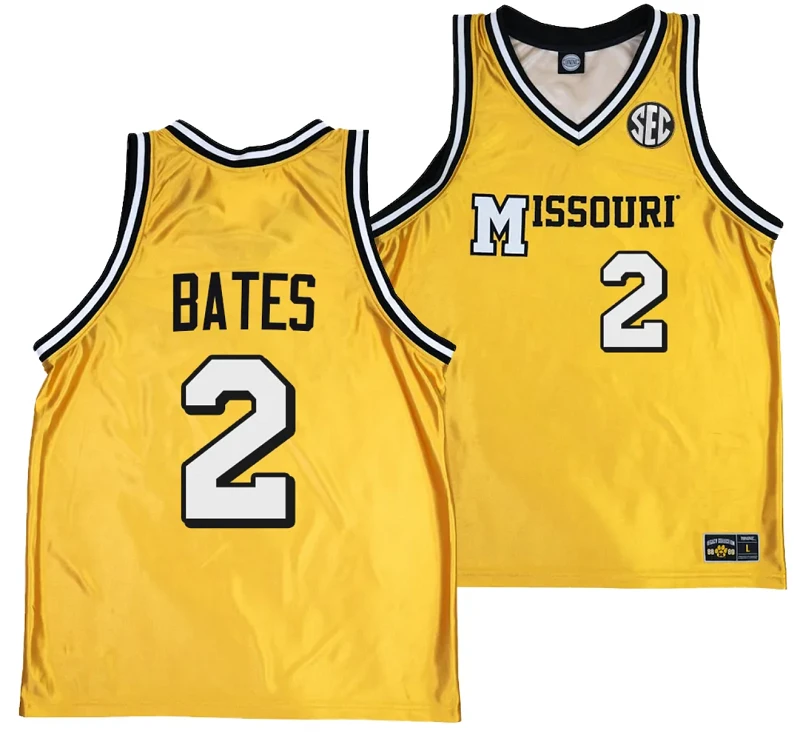 Tamar Bates Jersey #2 Missouri Tigers Alternate Basketball Throwback Legacy uniform Gold by My store basketball
