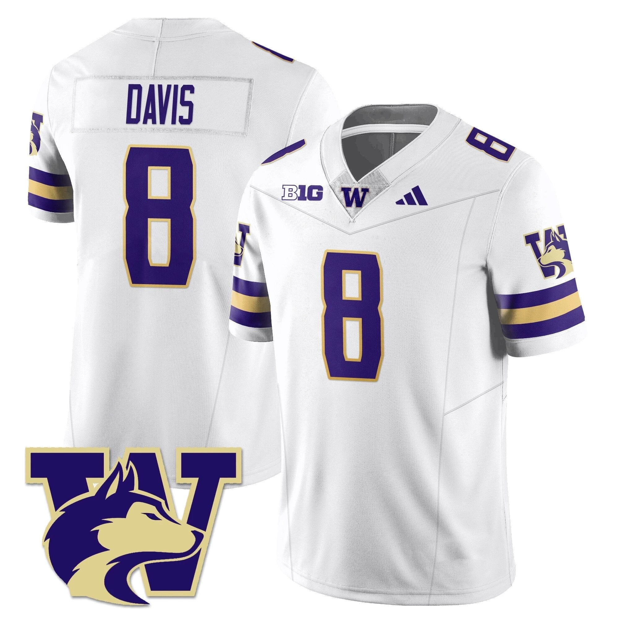 Tacario Davis Jersey #8 Washington Husky Football 2025 Stitched White by My Store