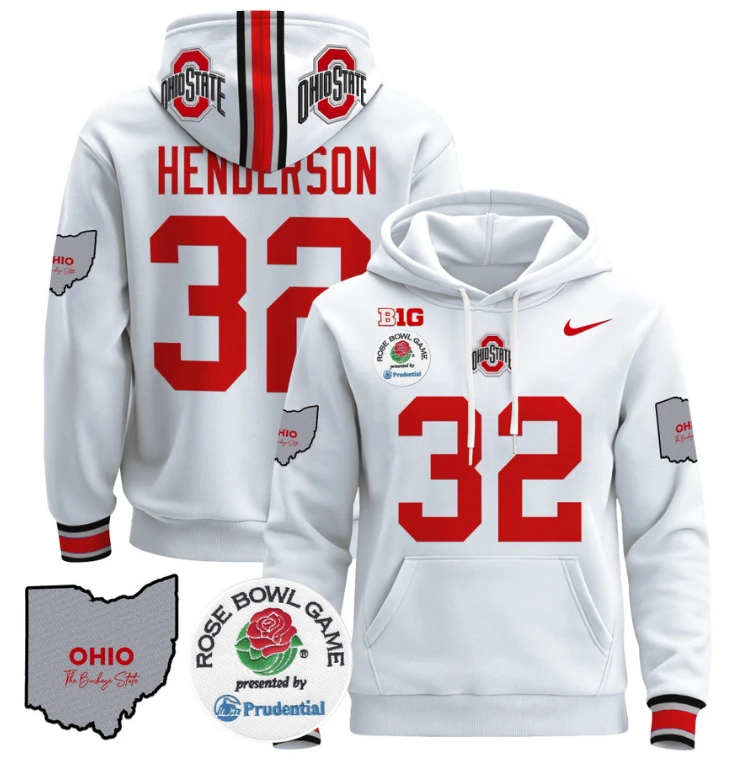 Treveyon Henderson Hoodie #32 Ohio State Buckeyes Rose Bowl Pullover by Hoodie Pullover