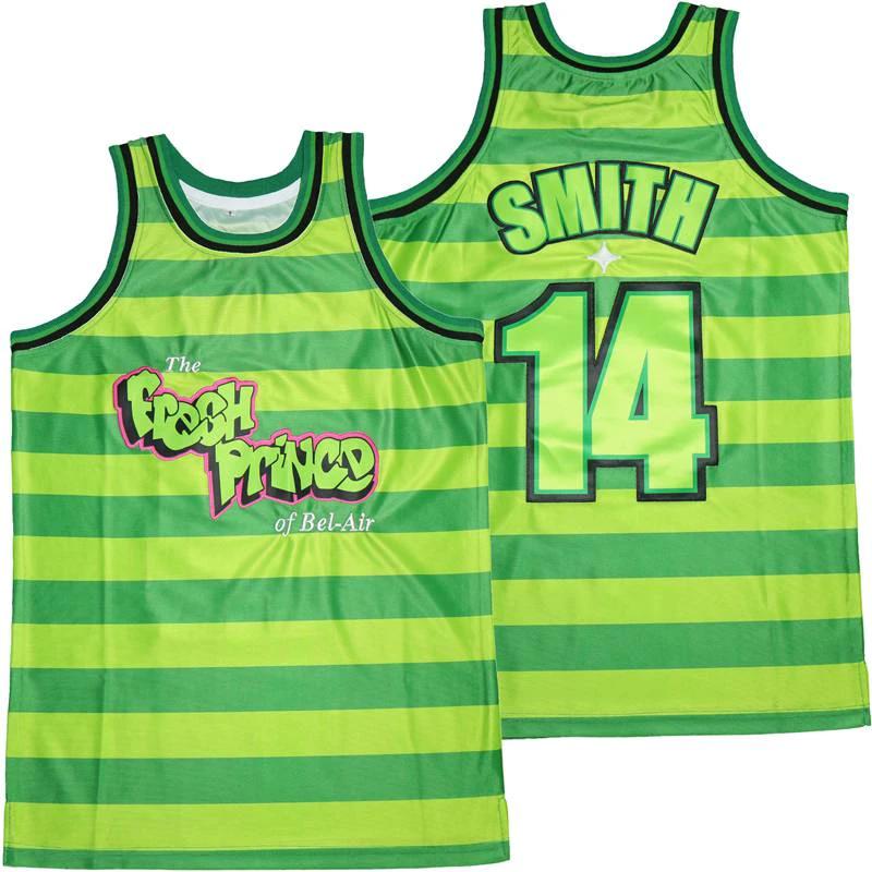 The Fresh Prince Of Belair #14 Smith Movie Basketball Jersey Green by My store basketball