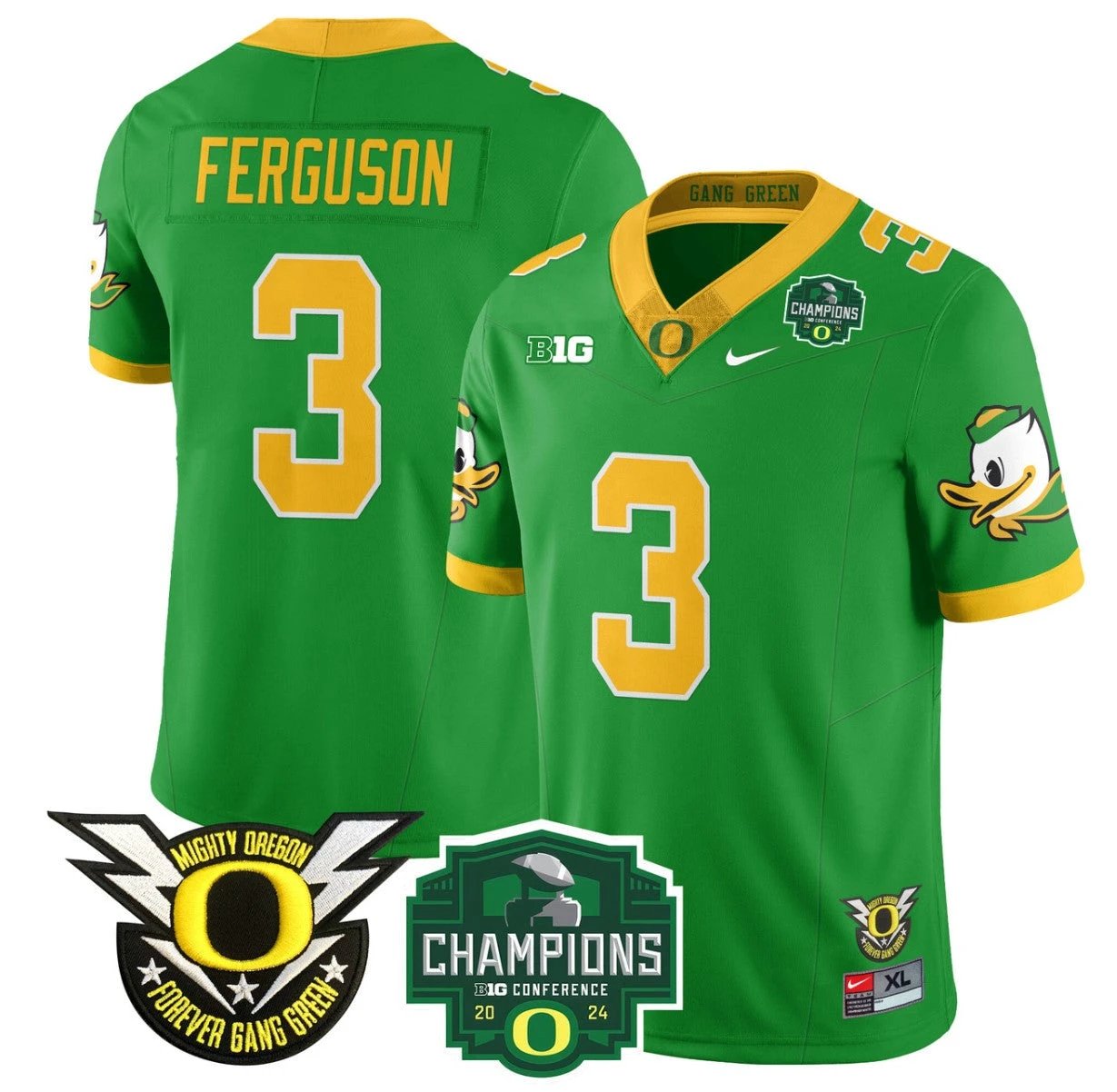 Terrance Ferguson Jersey #3 Oregon Ducks 2024 Big Ten Champions Football Green by My Store