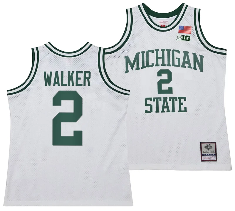 Tyson Walker Jersey #2 Michigan State Spartans 125th Basketball Anniversary 1990 Throwback White by My store basketball