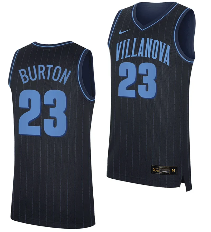 Tyler Burton Jersey #23 Villanova Wildcats Replica College Basketball 2023-24 Navy by My store basketball