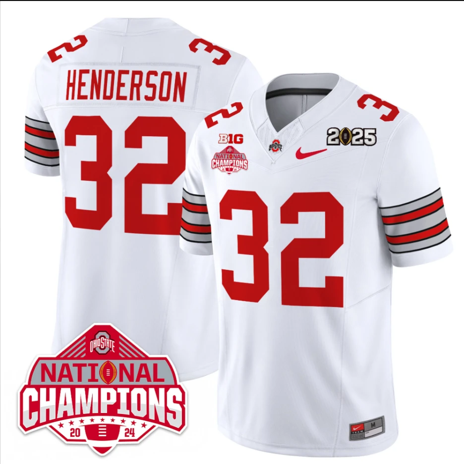 Treveyon Henderson Jersey #32 Ohio State 2025 CFP Patch National Champions by My Store NCAA Football Jerseys