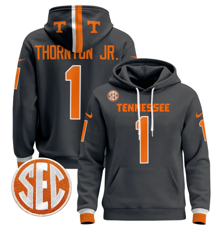 Thornton Jr Hoodie #1 Tennessee Volunteers Pullover Stitched by Hoodie Pullover
