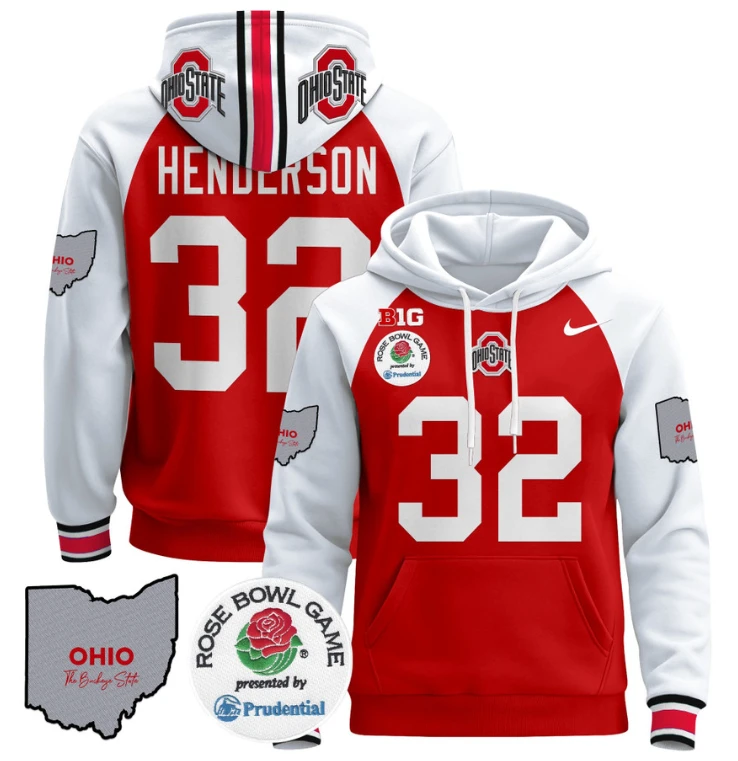 Treveyon Henderson Hoodie #32 Ohio State Buckeyes Rose Bowl Pullover by Hoodie Pullover