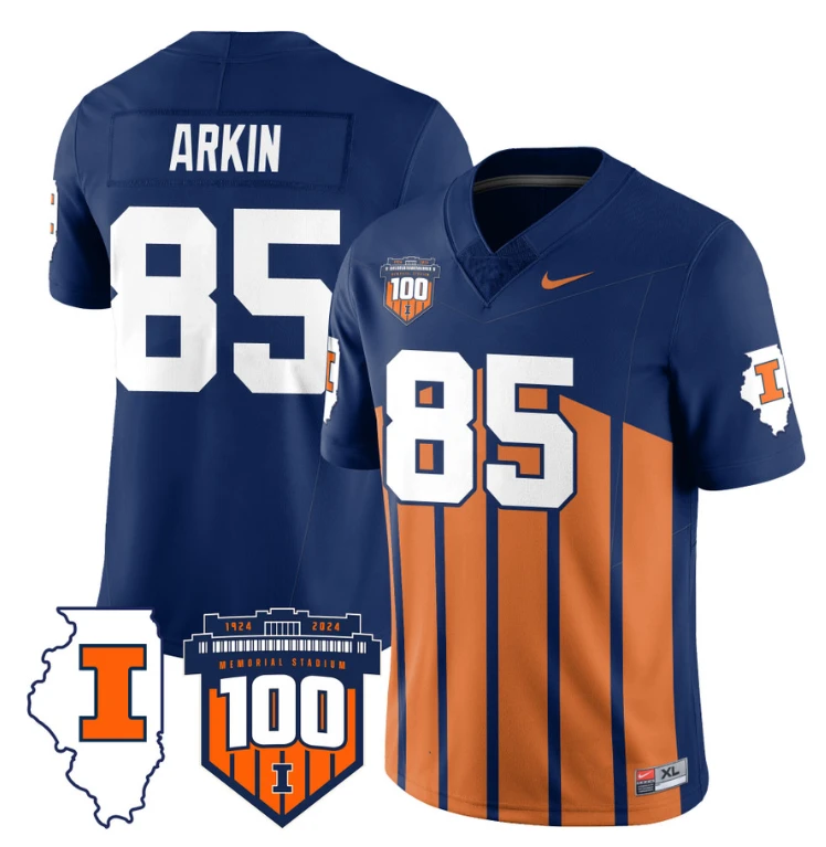 Tanner Arkin Jersey #85 Illinois Fighting Vapor Limited College Football Stitched Throwback by My Store